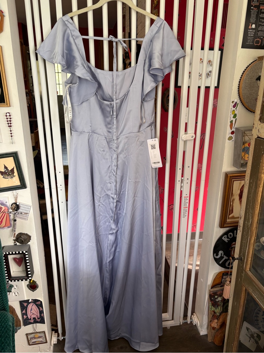 AZAZIE BONDI ICE A-LINE BOW STRETCH SATIN DRESS - Picture 7 of 7
